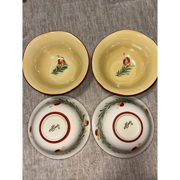 Gail Pittman Other - Gail Pittman Bowls Set Of Four. Siena Garland Soup/cereal yellow Brick Red